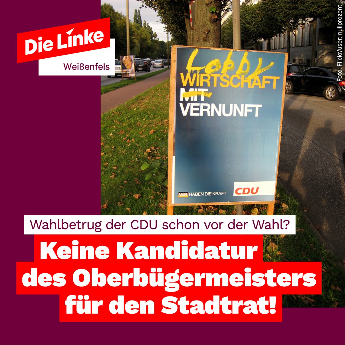 Der gestrigen Ausgabe der <a href="/mzwebde/">mz-web.de</a> war zu entnehmen, dass der OB die Liste der CDU zur Stadtratswahl anführt – und das Mandat dann nicht annehmen wird, um Stimmen für die CDU zu sichern. 

1/2