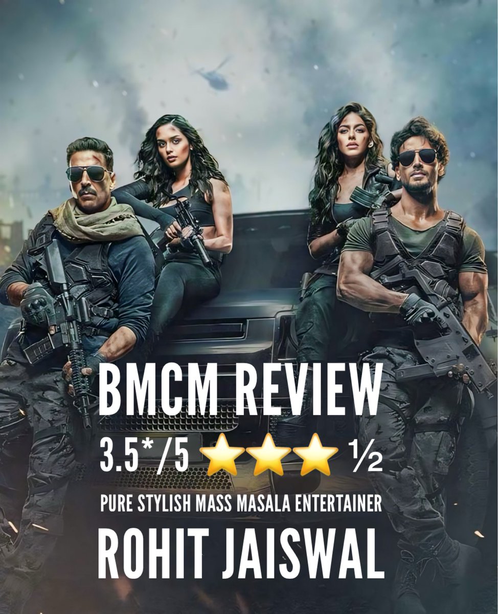 Review - #BadeMiyanChoteMiyan Rating - 3.5*/5 ⭐️⭐️⭐️ ½ PURE STYLISH MASS MASALA ENTERTAINER….. #BMCM is genuinely a GOOD FILM with terrific action sequences loaded to entertain mass audience all over India, it’s a PERFECT EID MATERIAL for those who love action cinema….…