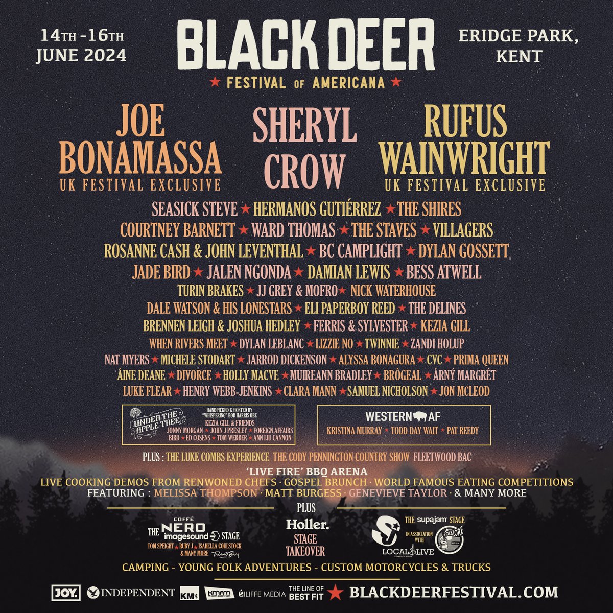 Our Sunday headliner has arrived! What a pleasure to be bringing @rufuswainwright to #BlackDeer2024 as a UK Festival Exclusive! Alongside more fantastic new additions: @JadeBirdMusic / @rosannecash & John leventhal / @BrennenLeigh & @JoshuaHedley / @WhenRiversMeet / Jon McLeod