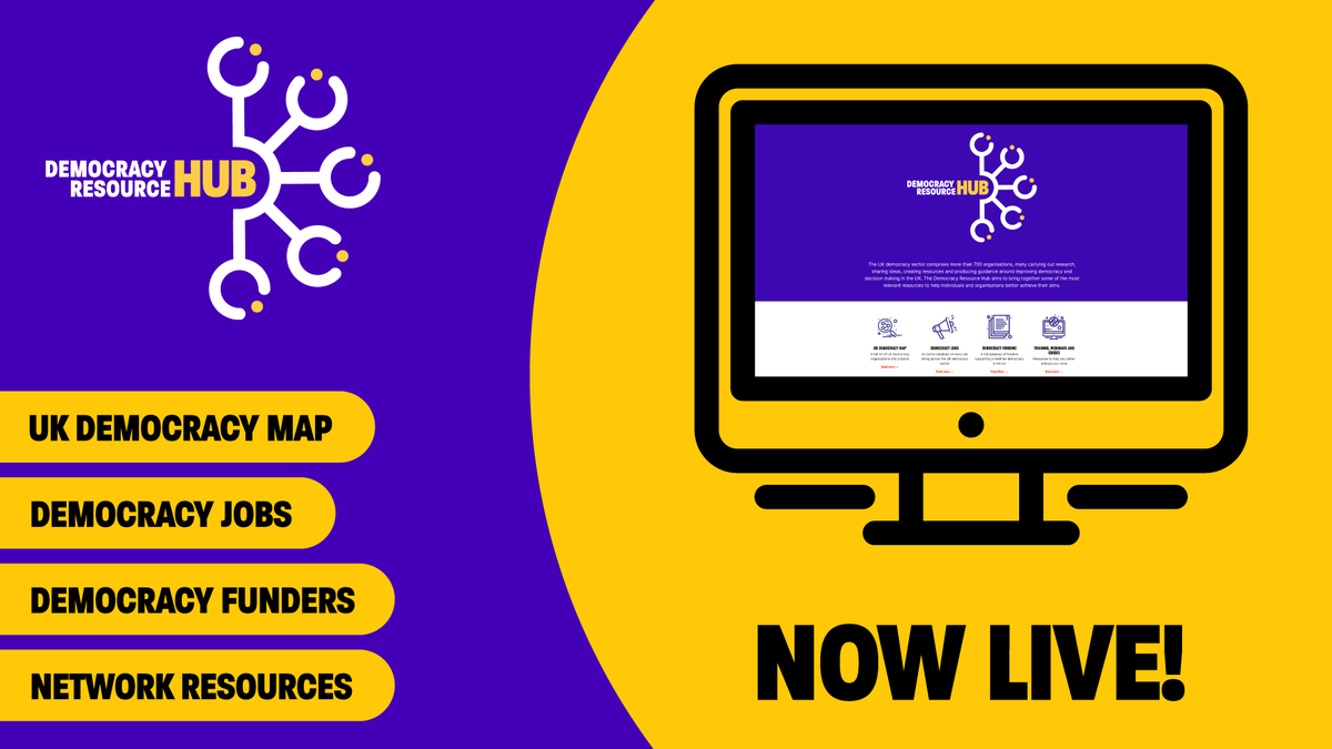 📢 Introducing the new Democracy Resource Hub, a one-stop hub featuring: 🔍 A directory of UK democracy organisations 🤝 Democracy job listings 💸 A database of funders 📺 Democracy Network resources Take a look👇 🧵