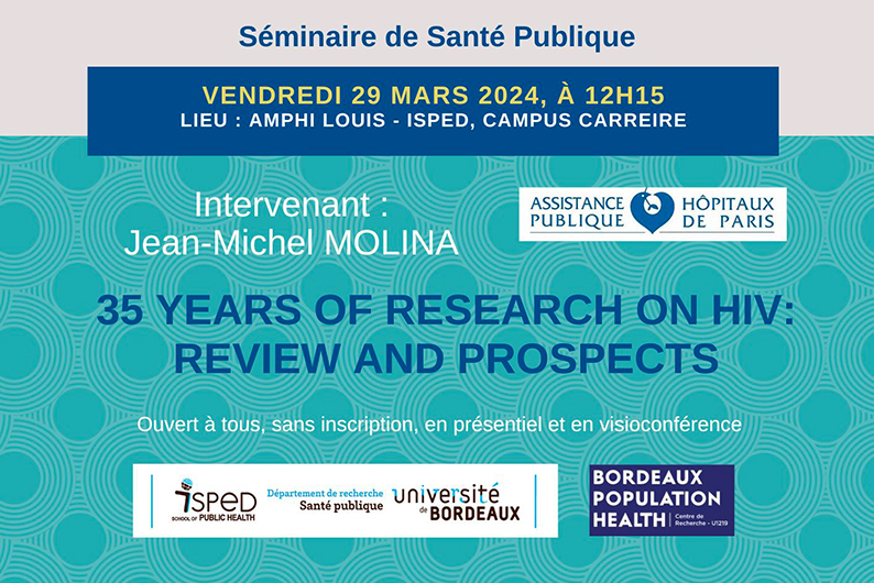 (re)voir le séminaire de #Santépublique #publichealth :
𝟑𝟓 𝐲𝐞𝐚𝐫𝐬 𝐨𝐟 𝐫𝐞𝐬𝐞𝐚𝐫𝐜𝐡 𝐨𝐧 #𝐇𝐈𝐕: 𝐫𝐞𝐯𝐢𝐞𝐰 𝐚𝐧𝐝 𝐩𝐫𝐨𝐬𝐩𝐞𝐜𝐭𝐬

i.mtr.cool/mfgvearafn

Par le Pr. Jean-Michel Molina, AP-HP Groupe Hospitalier Saint Louis-Lariboisière, Paris