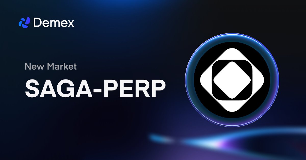 unblocking DeFi with @Sagaxyz__ $SAGA perps are now trading live on Demex 🔥 🔹 first DEX to launch $SAGA perps 🔹 up to 20x leverage 🔹 supported by liquidity from Celestia Perp Pool trade now to stack up on Carbon Credits and Demex Points: app.dem.exchange/trade/SAGA-PERP