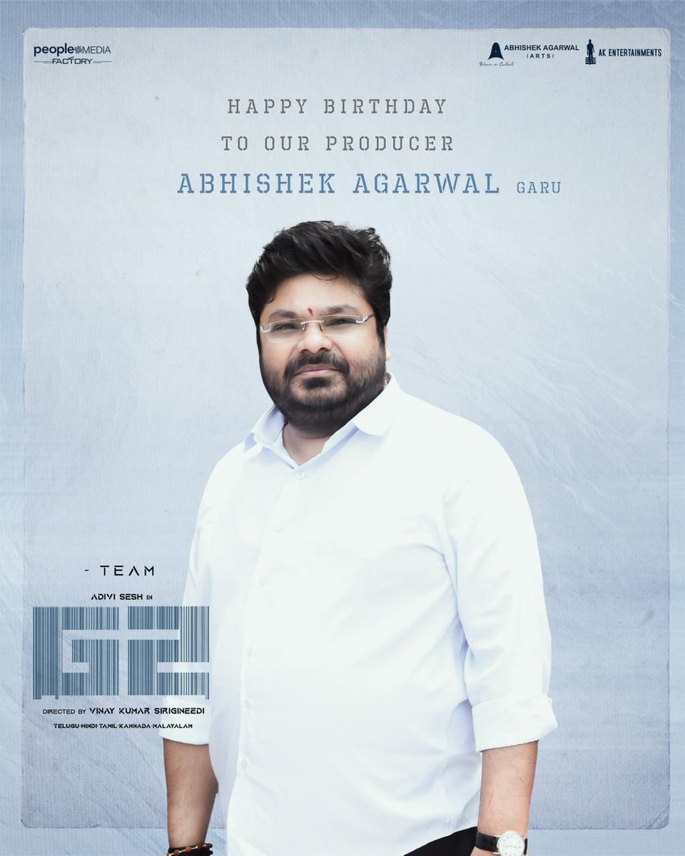 Team #G2 wishes its blockbuster producer @AbhishekOfficl a very Happy Birthday ❤️‍🔥 @AdiviSesh @emraanhashmi #BanitaSandhu @vinaykumar7121 @peoplemediafcy @AAArtsOfficial @AKentsOfficial @vishwaprasadtg @vivekkuchibotla @MayankOfficl @abburiravi @SricharanPakala @Az_dop…