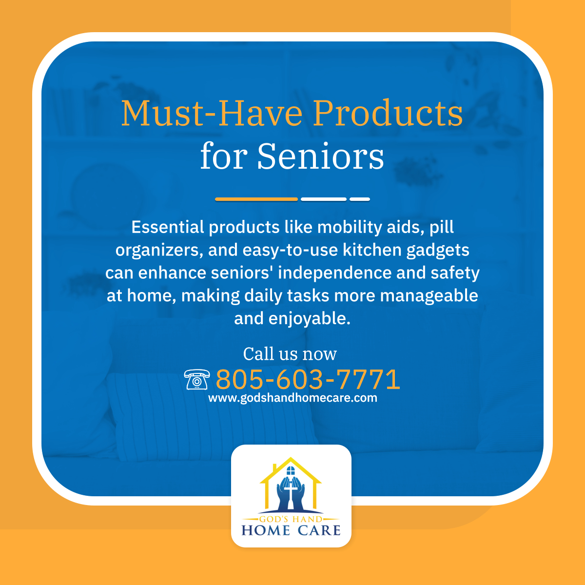 Empower seniors with tools and gadgets designed to simplify daily life and promote independence. Explore these must-have products to enhance comfort, safety, and convenience for your loved ones. 

#OxnardCA #HomeCare #MustHaveSeniorProducts