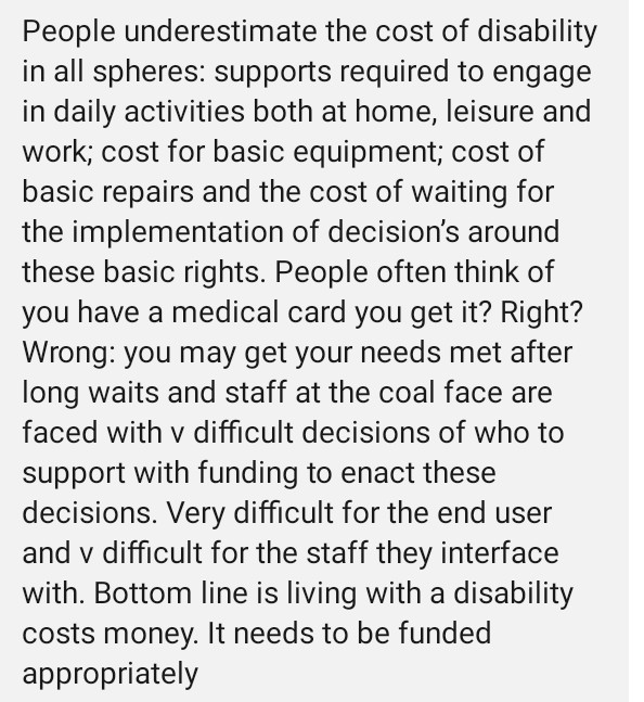 A big factor in the independence of a person with disabilities  is their financial resources, with poverty and  independence closely related <a href="/DisabilityFed/">DFI</a> <a href="/AccessForAll7/">Access For All Ireland</a> <a href="/TomClonan/">Dr Tom Clonan</a> <a href="/IrishWheelchair/">IWA</a> <a href="/JackKavanaghIRL/">Jack Kavanagh</a> <a href="/jcawleyjnr/">James Cawley Jnr.</a>