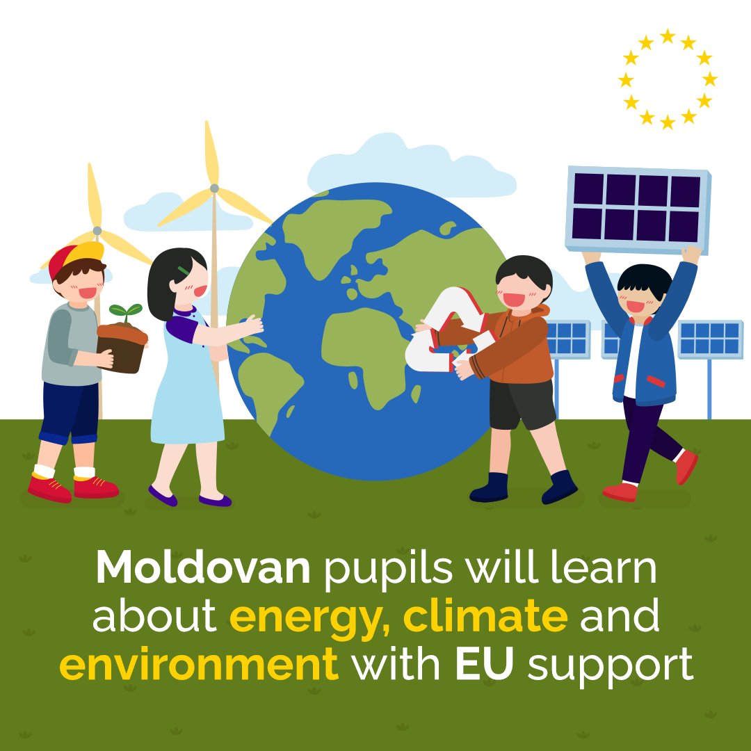 Starting the 2024-2025 school year, pupils will study about energy & climate, including sustainable energy use, recycling, & reducing carbon footprint, in a program supported by the @EUinMoldova & @UNDPMoldova .