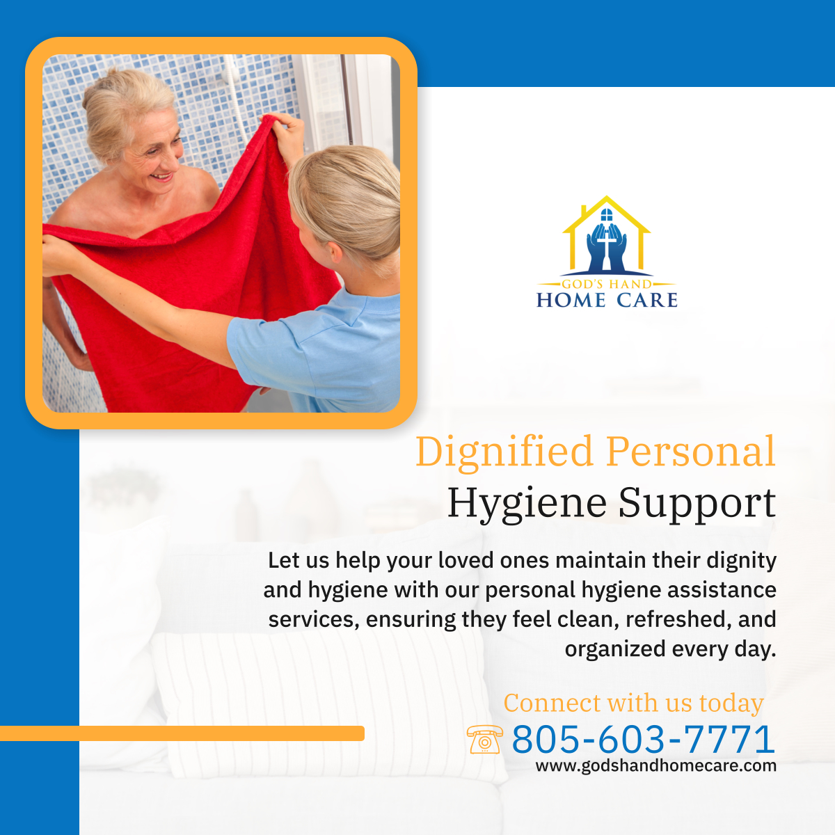 Our caregivers provide compassionate assistance with bathing, grooming, dental hygiene, and more, ensuring your loved ones maintain their personal hygiene with dignity and comfort. 

#OxnardCA #HomeCare #PersonalCare