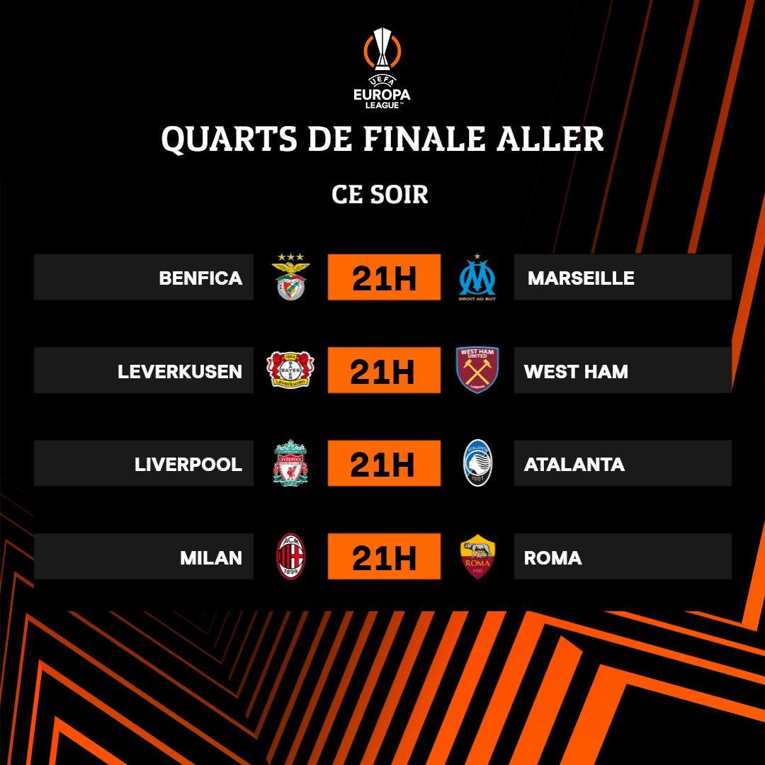 Coup d'envoi des quarts aller 🤩⚽ #UEL Le match à ne pas manquer 🤔