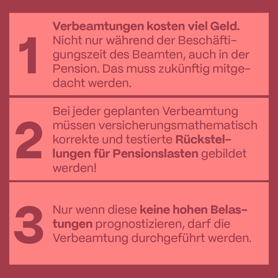 Verbeamtungen kosten viel Geld und müssen deswegen zweckmäßig verteilt werden. Wir fordern: Eine Verbeamtung nur dann durchführen, wenn diese keine hohen Belastungen prognostiziert. Alle Details auf insm.de/insm/kampagne/…