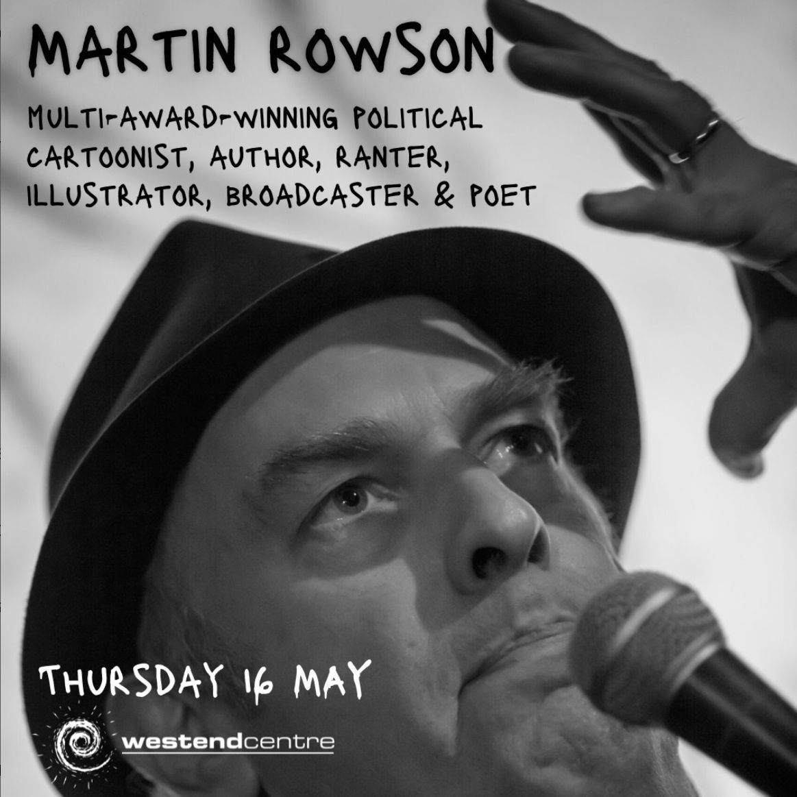 @MartinRowson is a multi-award-winning political cartoonist, author, ranter, illustrator, broadcaster and poet. 🖌️ Join us on Thursday 16 May for his show 'Giving the Gift of Offence'. Tickets: buff.ly/3TlR3Tv