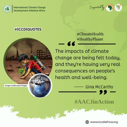 The impacts of climate change are being felt today, and they're having very real consequences on people's health and well-being.' - Gina McCarthy.

#ClimateHealth #HealthyPlanet #AACJinAction