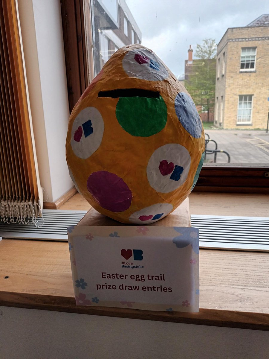 Our Top of the Town Easter Trail runs until Sun 14 April. Find 12 images of eggs hidden in different shop windows. Complete the form and enter a prize draw. Email hello@lovebasingstoke.co.uk or drop your entry into our entry box at the Council offices. lovebasingstoke.co.uk/events/top-of-…