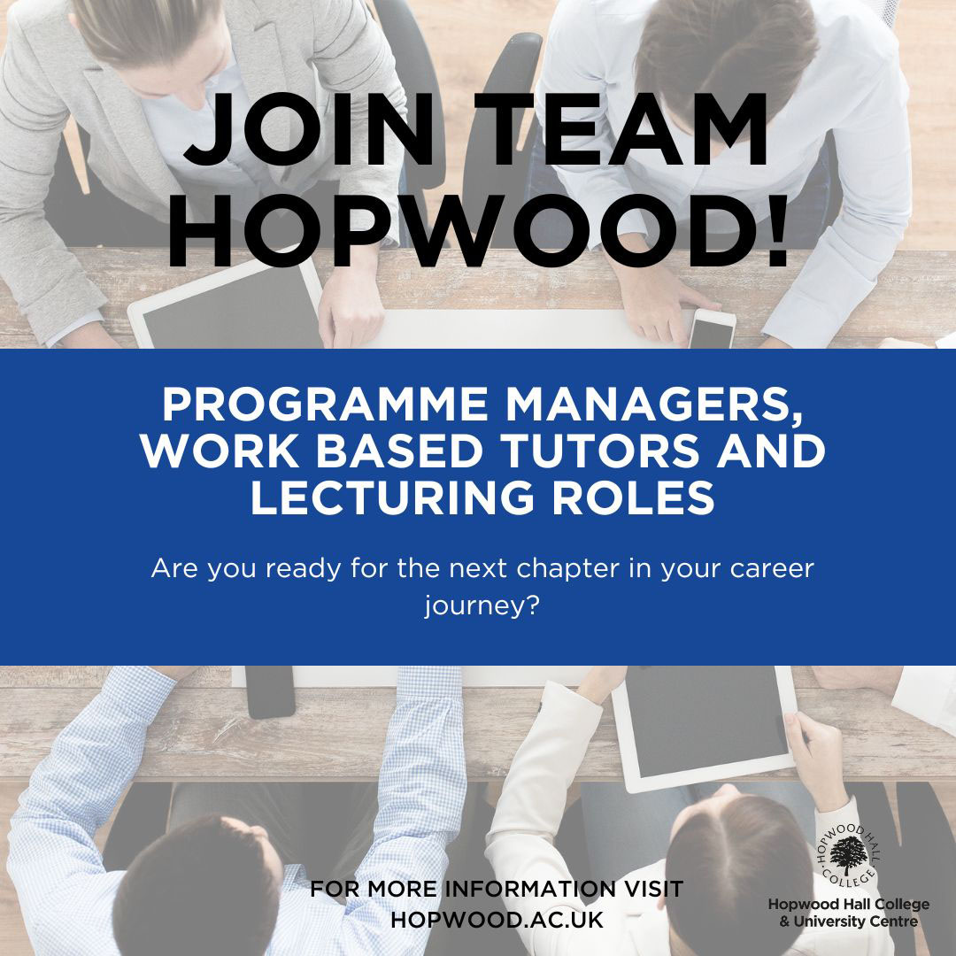 We have exciting job opportunities to join #TeamHopwood. For full details and to apply now, please visit our website. hopwood.ac.uk/about/jobs/