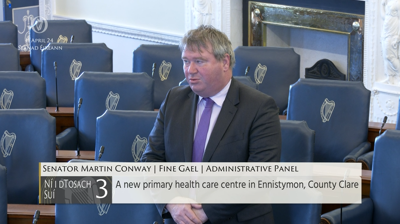 #Seanad Commencement Matter 3: Senator Martin Conway @conwayforclare – To the Minister for Health: The need to provide an update on the establishment of a new primary health care centre in Ennistymon, Co. Clare #SeeForYourself

bit.ly/2WW5Fwa