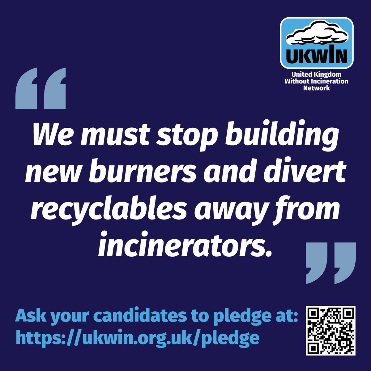 We want to see all candidates for the 2nd May local elections to pledge to oppose new incineration capacity and oppose council contracts that are incompatible with recycling and residual waste reduction. Candidates can sign and locals can share: ukwin.org.uk/pledge/