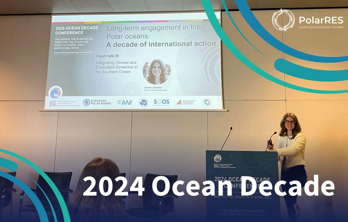 🌊 Yesterday, at #OceanDecade24 Barcelona, PolarRES researcher Nadine Johnston took the stage to talk about the importance of generating high-resolution climate models for the #Polar oceans, while also addressing the project's remaining work! @BAS_News #H2020