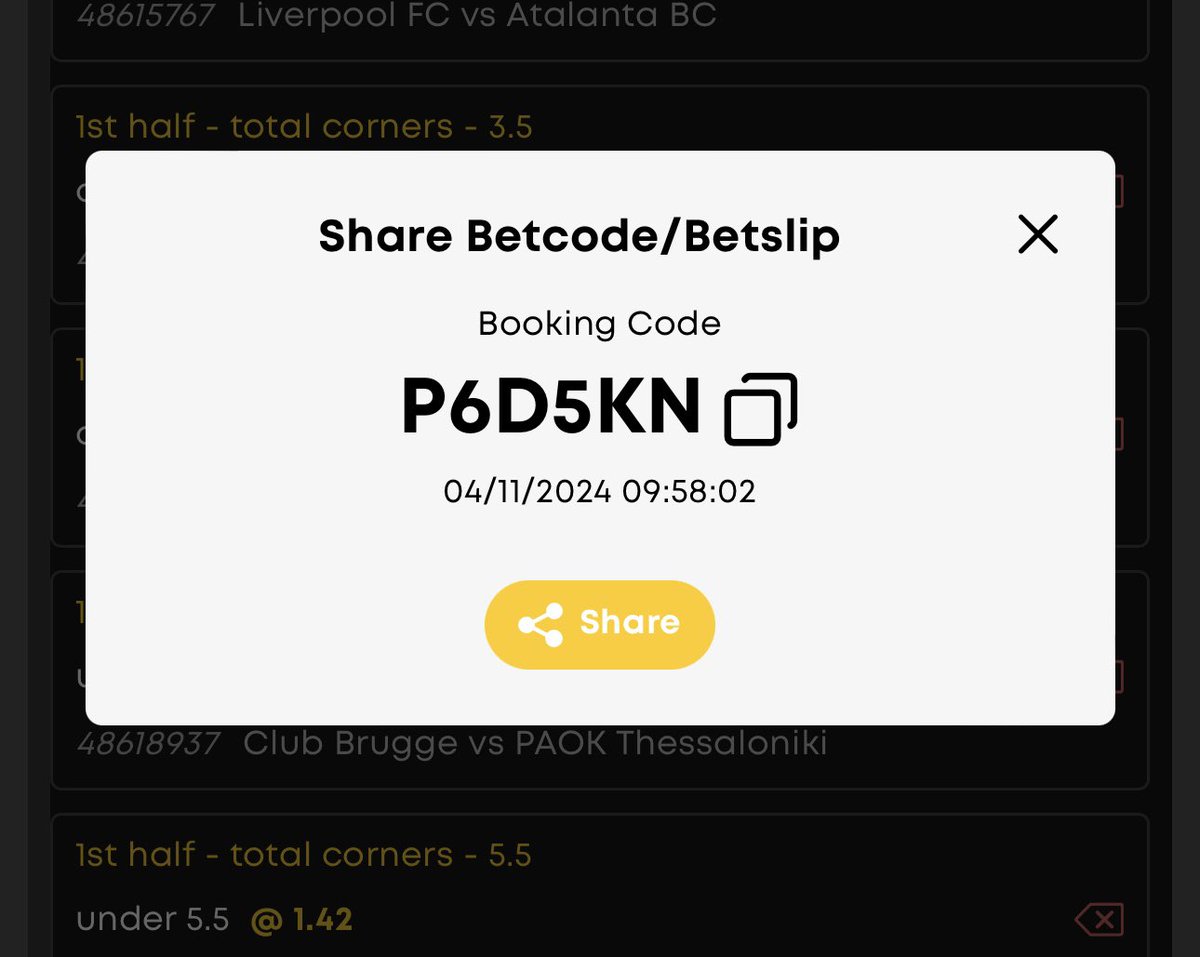 First half overs & under corners 13 odd tossing on Sky247 Booking code👉 P6D5KN Sign up here 👉 sky247.ng/?afid=FEEY0A&c… Promo code👉 CHIZZYBET