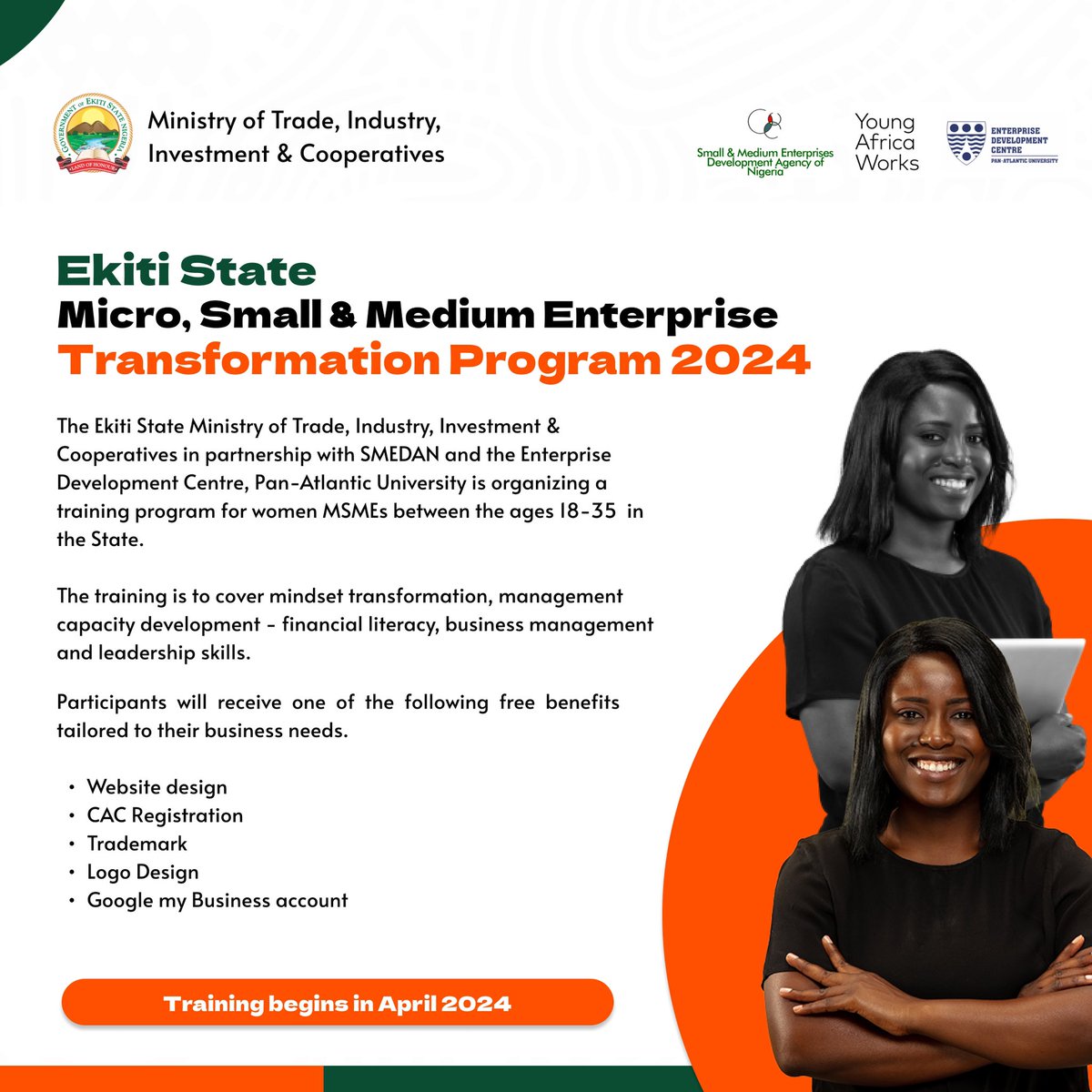 We are thrilled to announce that the Ekiti State MSME Transformation Program commences in a couple of days. #EkitiMSME #InvestEkiti
