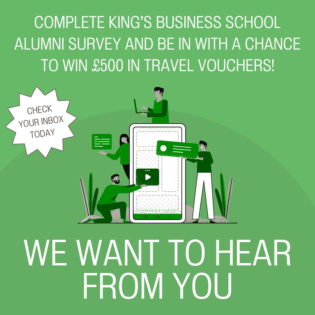 Attention King’s Business School alumni! 🎓 Your input is vital in shaping our future alumni engagement strategy. Check your inbox for a message from us with the link to participate in the alumni survey. Plus, you could win up to £500 in travel vouchers! #ForeverKings🦁