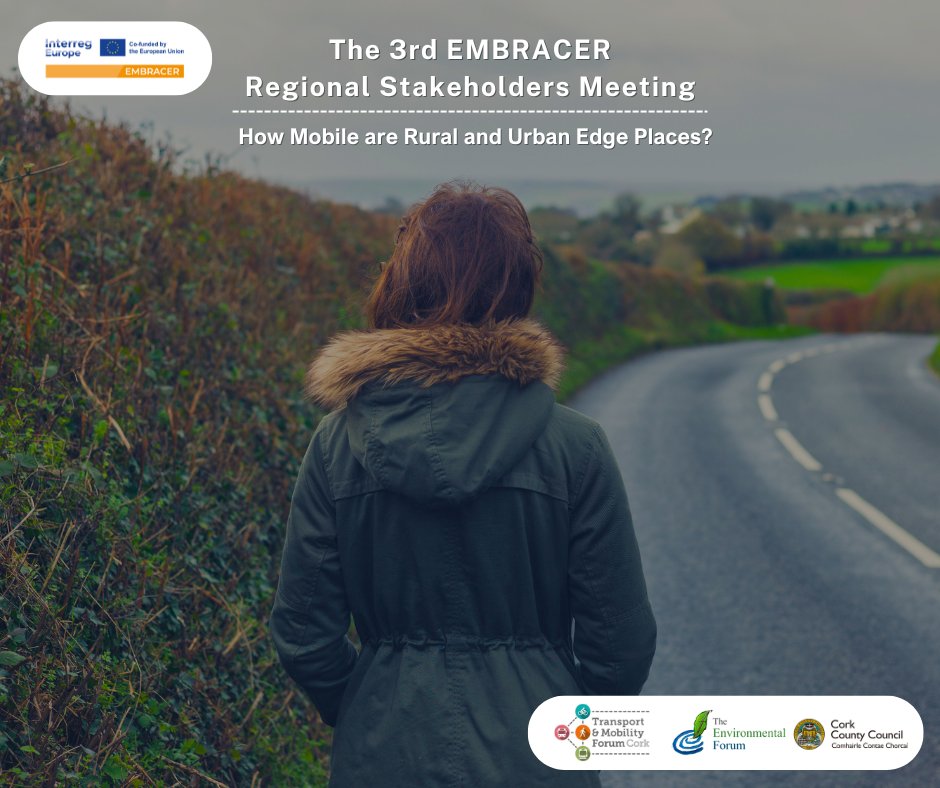 @tmfcork, @EnvironForum and @Corkcoco will host The 3rd @EMBRACER_IE Regional Stakeholders Meeting on Monday 22nd April at Cork County Hall. Following on from the public Mix Your Mode seminar we will examine the question, 'How Mobile are Rural and Urban Edge Places?'