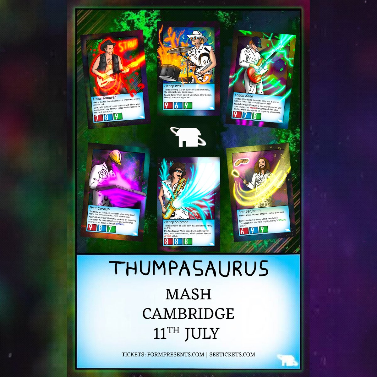 LA funk rockers @Thumpasaurusyes are bringing the THUMP to @mashcambridge on 11th July! 🎟Tickets on sale 10am Friday.