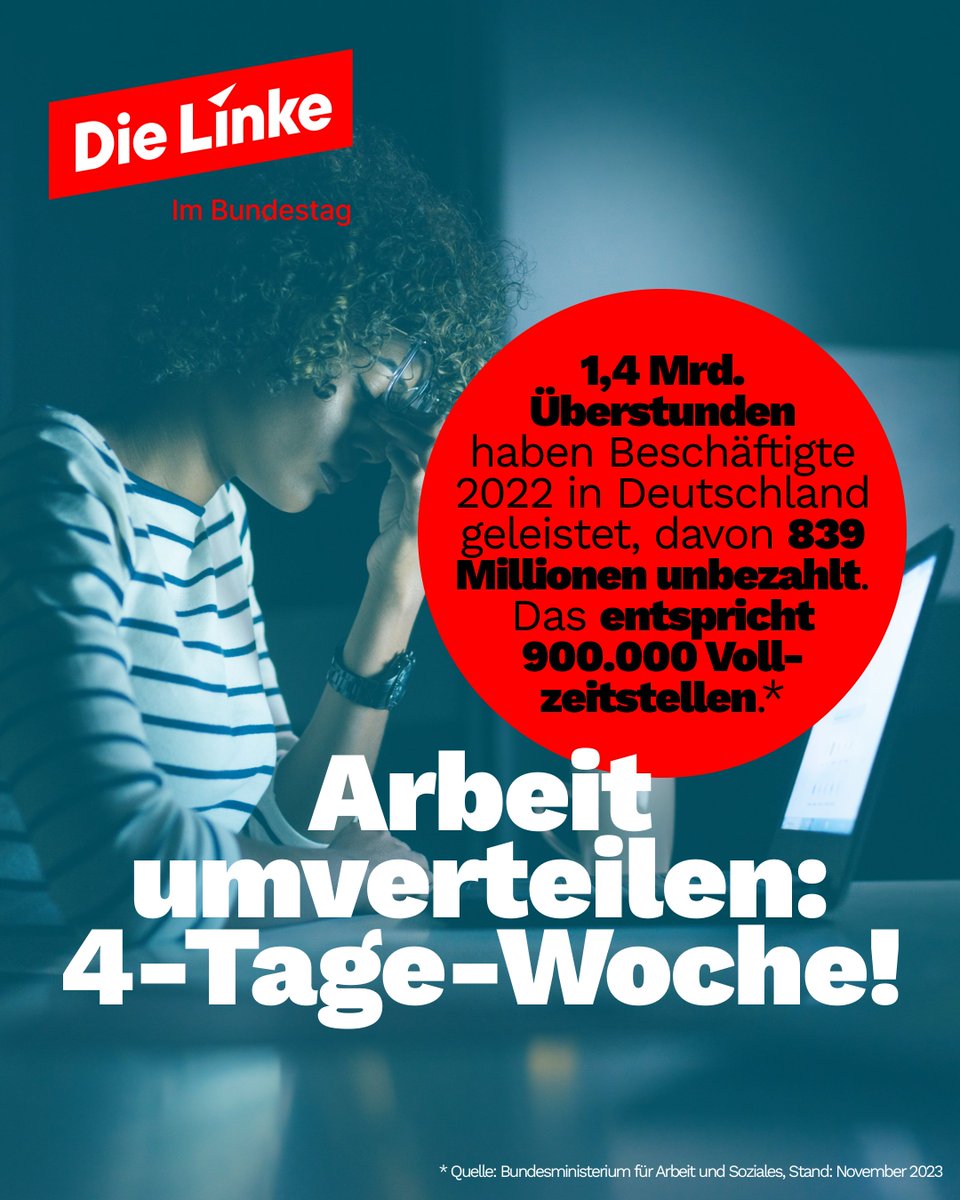 .@SusanneFerschl: Ein Blick auf die Überstundenstatistik zeigt, wie fern ab von der Realität Christian Linderns Forderung nach mehr 'Lust auf die Überstunde' ist. Die Beschäftigten im Land ächzen bereits unter einem riesigen Überstundenberg - größtenteils unbezahlt. Vor allem in