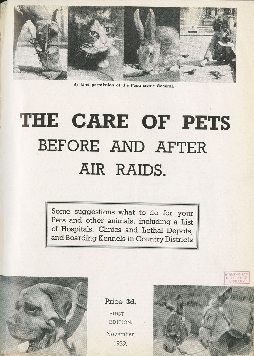 #PetLove. Today is National Love Your Pet Day. Pets always need looking after especially during conflict - how to care for a furry loved one in a war - look no further than this 1939 guide. Reference - Birmingham Institution E/12 (544113) @LibraryofBham