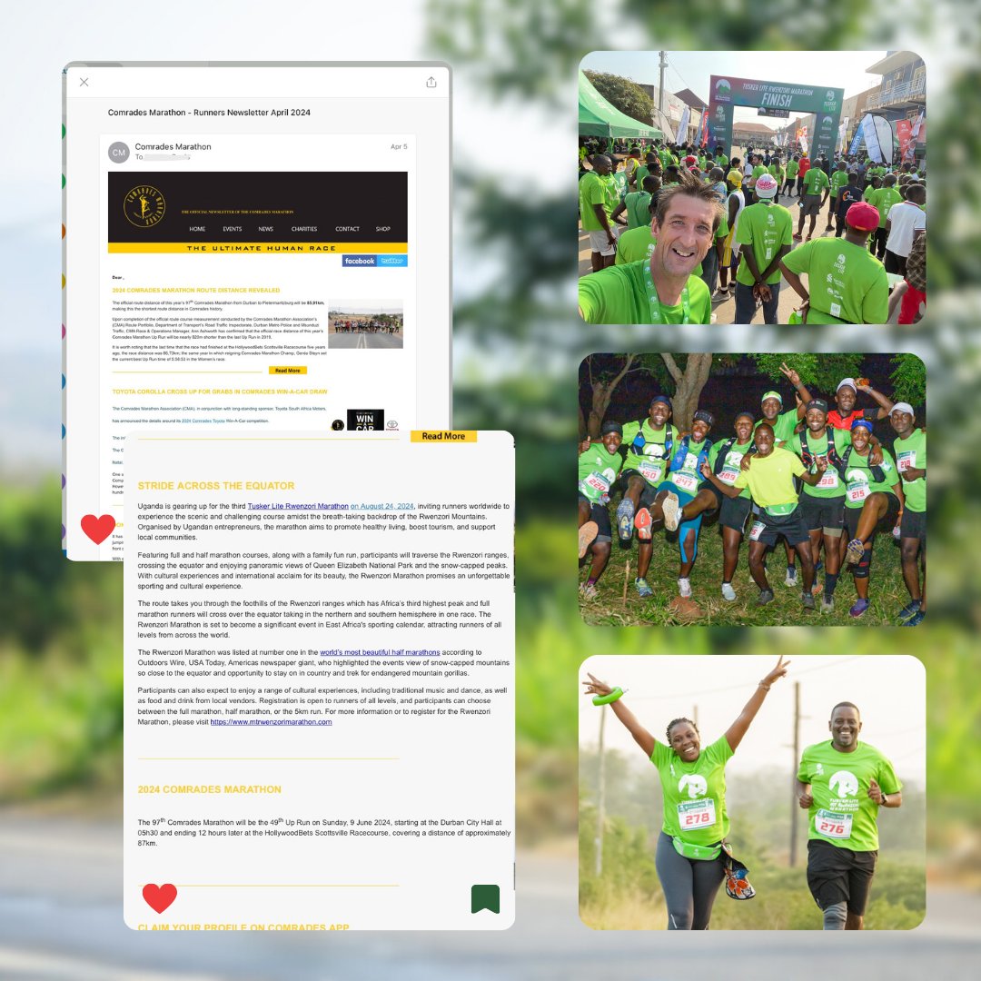 RwenzoriMarathn's tweet image. Hi @ComradesRace runners 👋🏾 Did you catch us in the recent newsletter?

We are hoping to see more of the 15,000+ Comrades 2023 finishers in Kasese this year.

Our course might not be as brutal as the 86 km from Durban to Pietermaritzburg, but we can promise GREAT views &amp;amp; vibes!