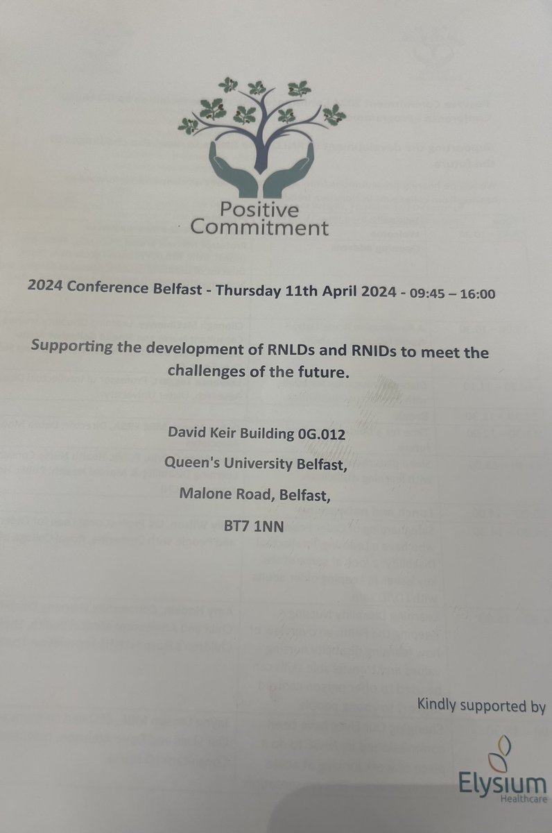 Looking forward to listening to today’s presentations from across the UK to support to future role of the Learning Disability nurse and current innovative practice in Learning Disability nursing especially from our wonderful WHSCT Learning Disability Consultant Nurse Clionagh.