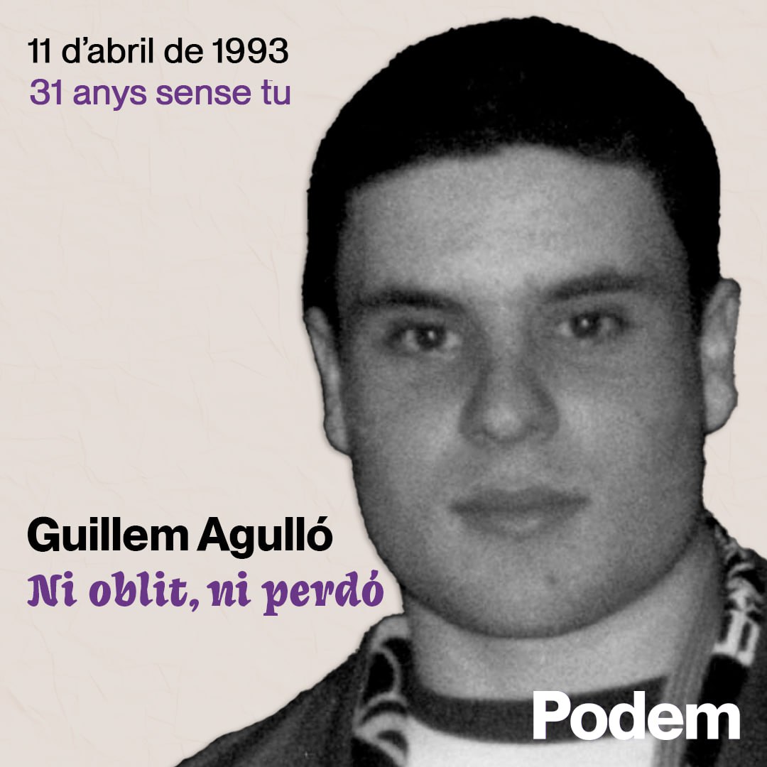 Hui fa 31 anys un grup de feixistes va assassinar Guillem Agulló. Continuem mantenint viu el seu llegat, la lluita antifeixista continua ✊ #GuillemAgulló #NiOblitNiPerdó