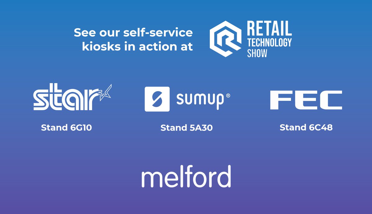 Less than 2 weeks to go until @RetailTechShow ! 🙌

A huge thanks to our partners @StarEMEA, @SumUp  and @FECPOS for featuring our #selfservice #kiosks - visit them to learn more about their #retailtech innovations and to see our joint solutions in action 🤝

#RTS #RTS2024