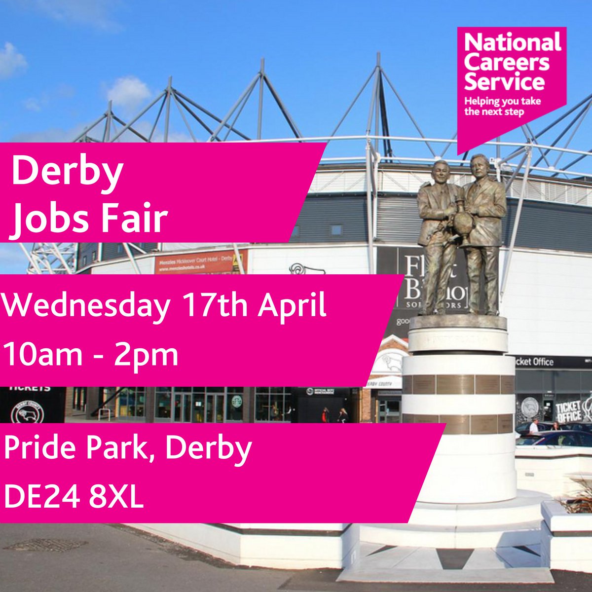 📆 #Derby, there's less than a week to go! 📆 We'll be attending the Pride Park Jobs Fair next Wednesday, supporting you to make the most out of your career 🙌