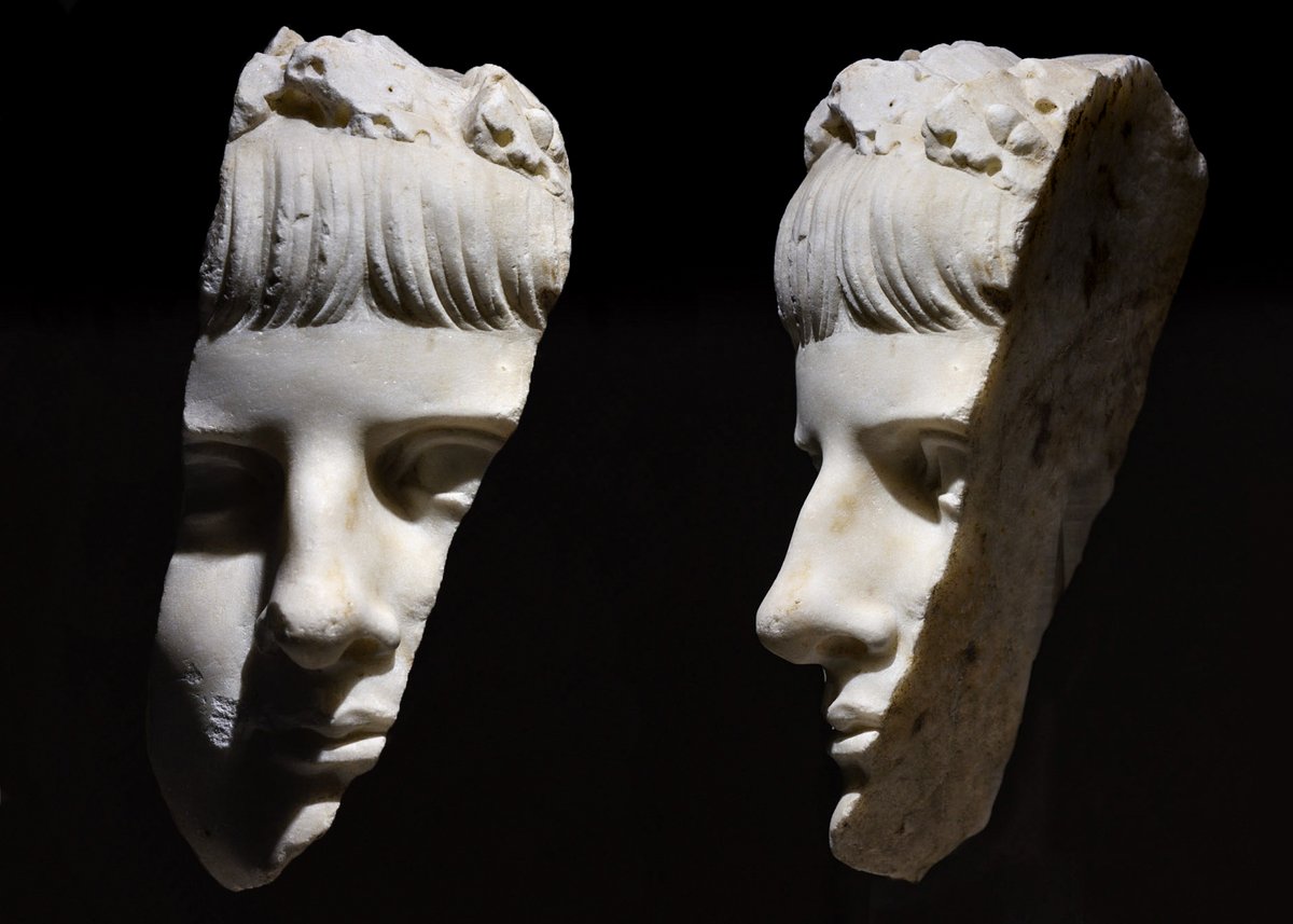 Fragment of a marble portrait of a young Nero, most likely smashed and discarded following the emperor's downfall in 68 AD. Found buried near the forum of ancient Syracuse in 1887. 1st century AD, Paolo Orsi Archaeological Museum, Syracuse.