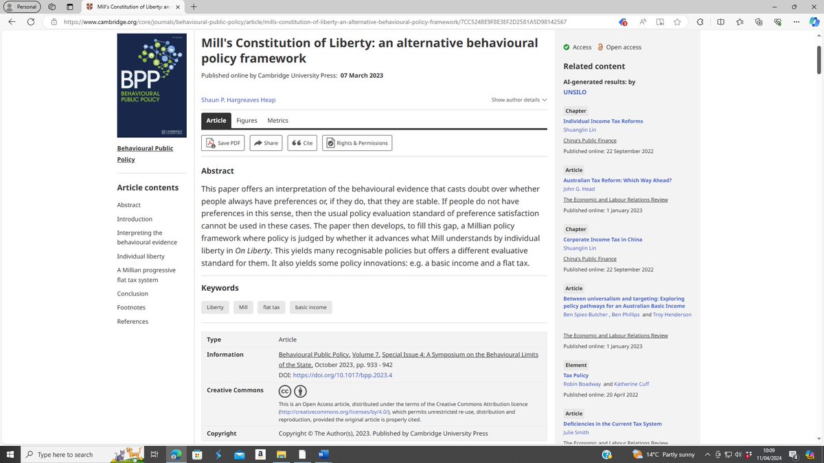 @KingsHPE's Shaun Hargreaves Heap draws on John Stuart Mill's On Liberty to make the case for autonomy rather than preference satisfaction as the appropriate evaluative standard for welfare economics. @Kingspol_econ @PPE_Kings cambridge.org/core/journals/…