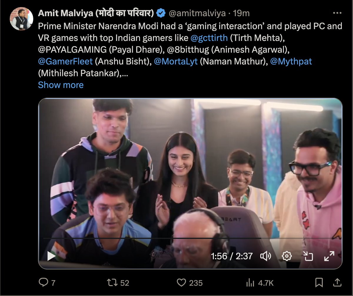 A lot of comments on @narendramodi's 'interview' with @Newsweek (many calling it just a glorified press release) Modi's interaction with popular @youtube gamers will likewise be called a PR stunt. But this is politics & Modi's team has aced the art of innovate media management -…