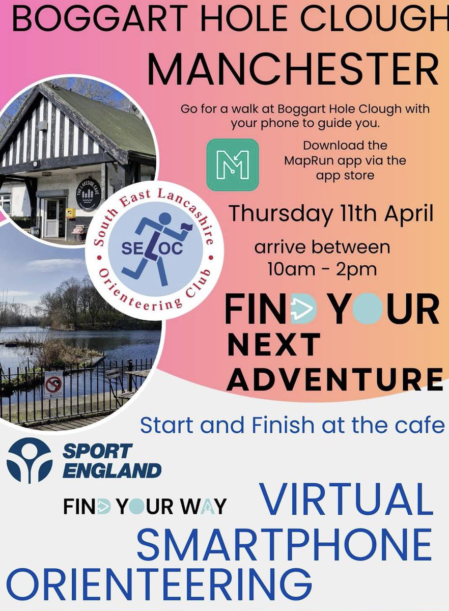Come and meet Caroline SELOC and Jeff Manchester Outdoor Education Trust at Lakeside Cafe today promoting virtual orienteering routes around Boggart Hole Clough. They have paper maps for anyone who prefer paper to an app. ♥️