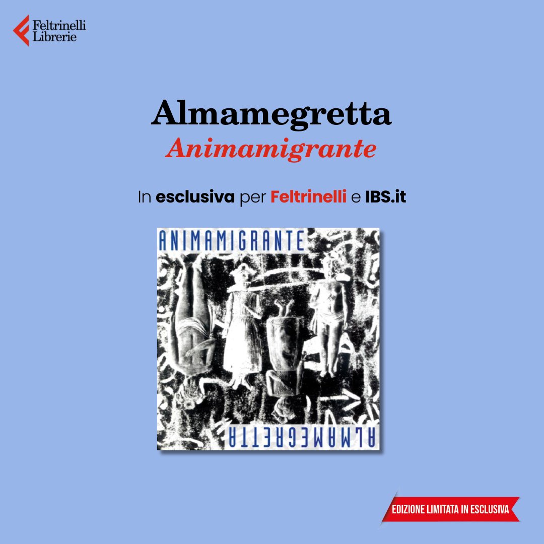 Dal 19/04 “Animamigrante” (@TheSaifamGroup), il primo album degli @almamegrettaDUB ora disponibile nel vinile azzurro trasparente in edizione limitata ed esclusiva per Feltrinelli e IBS.it. Scoprite di più 👉🏼 bit.ly/Feltrinelli_An… #Almamegretta #11Aprile