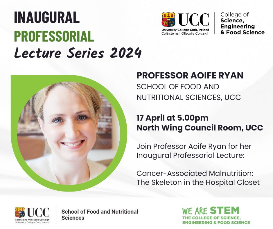 🌟 Inaugural Professorial Lecture by Prof. Aoife Ryan @aoiferyan30 @fnsucc Cancer-Associated Malnutrition: The Skeleton in the Hospital Closet 🗓️ Date: 17th April ⏰ Time: 5:00 PM 📍 Location: North Wing Council Room Register: forms.office.com/e/LVPADKKTB0