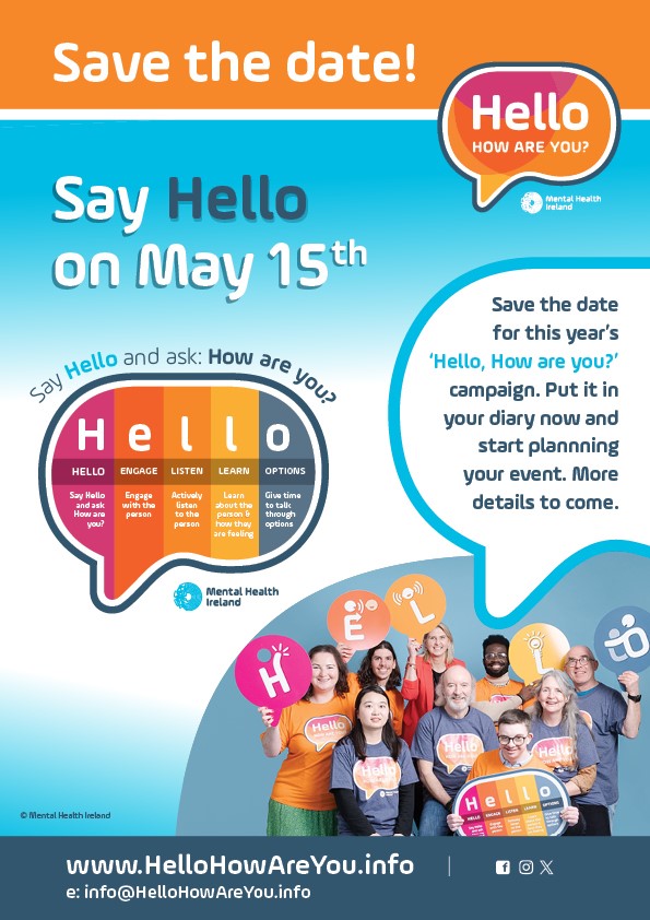 Save the date! 🗓️ Join us on May 15th for our annual 'Hello, How are you' Day. Let's come together to foster conversations about mental health and make sure we're all asking each other how we're doing. Mark your calendars hellohowareyou.info 😊 #HelloHowAreYou