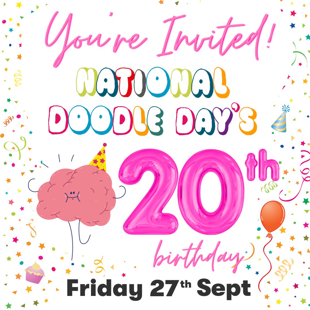 Mark your calendars for Friday 27th September, because you’re invited to #NationalDoodleDay's 20th birthday party!🥳 We’ve got big plans on how to celebrate this special anniversary, so keep your eyes on our socials for all the latest doodle-tastic updates. @DoodleDay