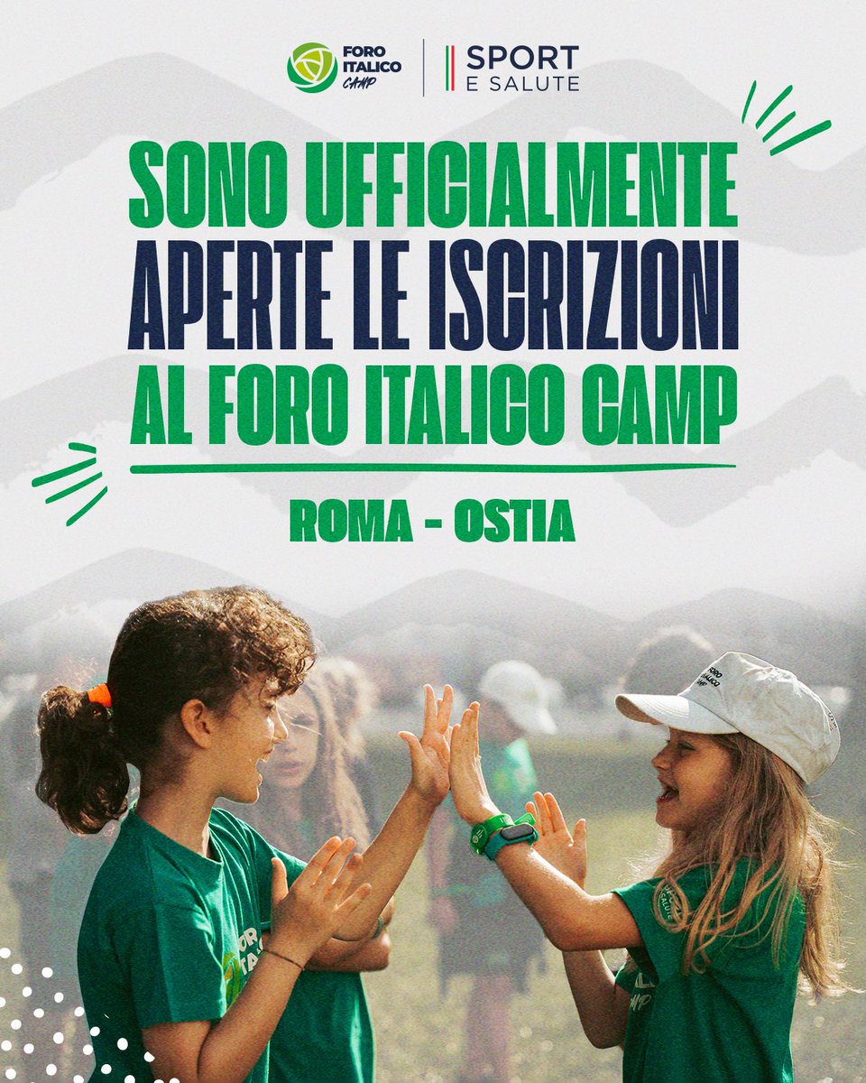 Siamo lieti di annunciare che sono aperte le iscrizioni al #ForoItalicoCamp2024! ⛱️☀️ ⏰Iscriviti ora per vivere un'estate indimenticabile al Foro Italico di Roma o al Lido di Ostia. Per maggiori dettagli e per iscriverti, visita: 👉 sportesalute.eu/foro-italico-c…