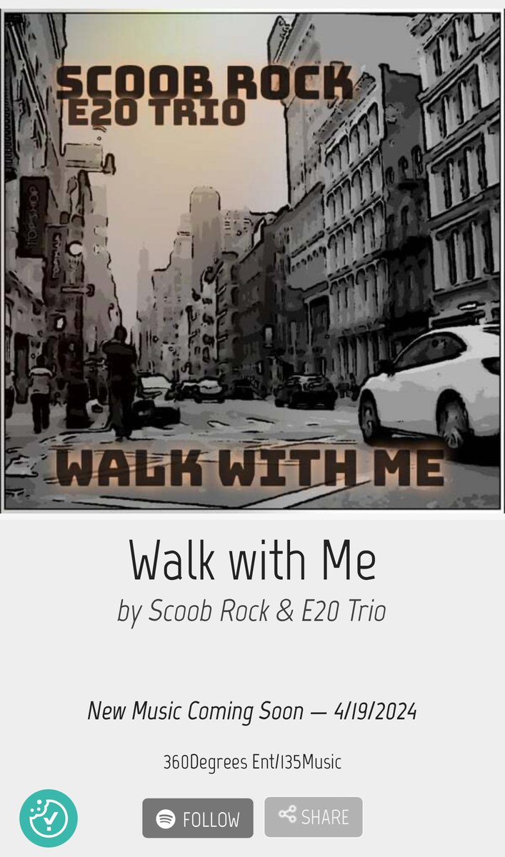 Look out for the upcoming song 'Walk with me' by @ScoobRock1 & E20 Trio:
scoobrock.hearnow.com/walk-with-me

#newmusicalert #newmusic @spotifyartists #hiphop #rap #goodvibes