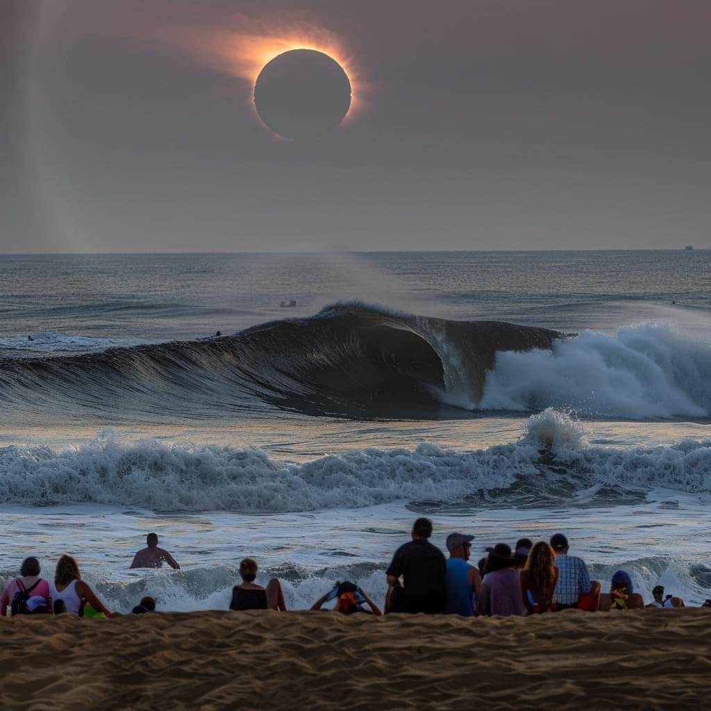 solar eclipse at the beach