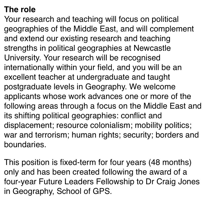 📣 WE ARE HIRING 📣 4 yr Lectureship in Political Geographies of the Middle East. Details below👇🏼 Come and work with an exciting group of colleagues at @UniofNewcastle in autumn 2024. jobs.ac.uk/job/DHB183/lec…