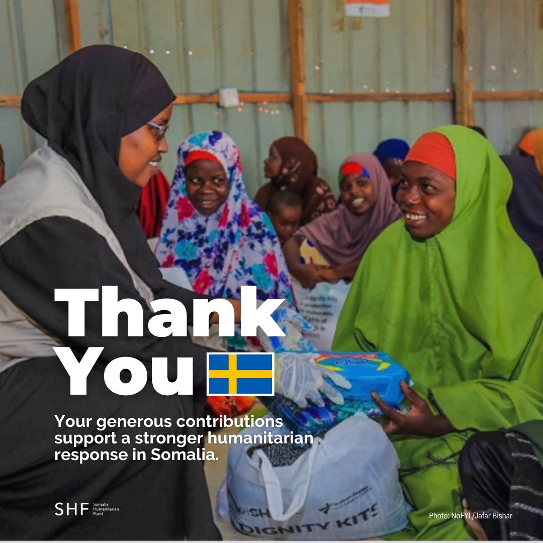 15 years strong! Sweden's steadfast support to @shf_somalia continues to make a difference. With your contribution of US$2.9M this year, we're empowering our partners to reach those in need. Thank you @SwedeninSomalia 🇸🇪 for your unwavering commitment to the people of Somalia!