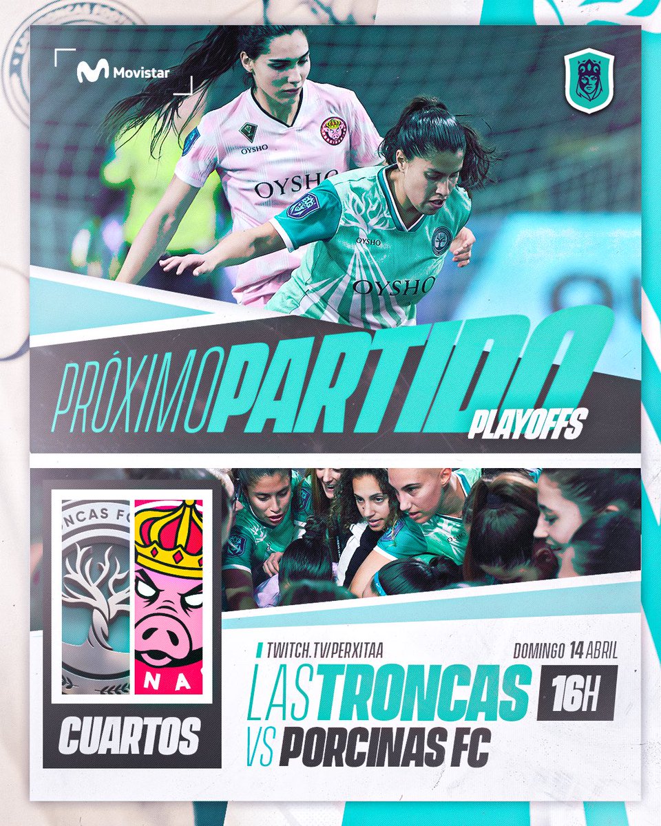 ¡Llegan los Playoff! Nos vemos el domingo a las 16:00H para el partido de cuartos vs @PorcinosFC 💪🪵 #LasTroncasFC #QueensLeague