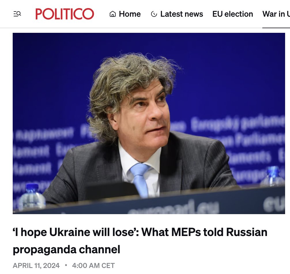 'Jag hoppas Ukraina förlorar' sa SD:s systerparti PVV i den ryska propagandakanalen Voice of Europe. Politico har kartlagt medverkande i Voice of Europes sändningar och hittat 16 europaparlamentariker, däribland Hermann Tertsch (Vox) från SD:s partigrupp politico.eu/article/i-hope…