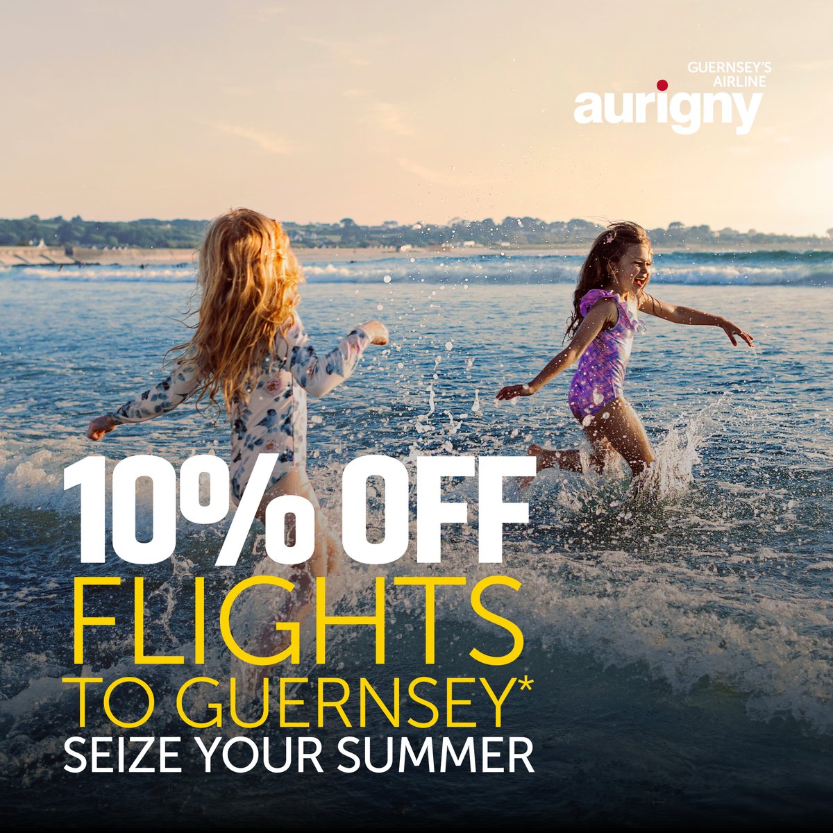 Get 10% off flights to Guernsey with Aurigny using their promo code SAVE10* for travel between 15 April - 15 July 2024. Seize your summer and book now at aurigny.com *Sale ends 18.04.2024. Subject to availability. T&Cs apply, see website for details.