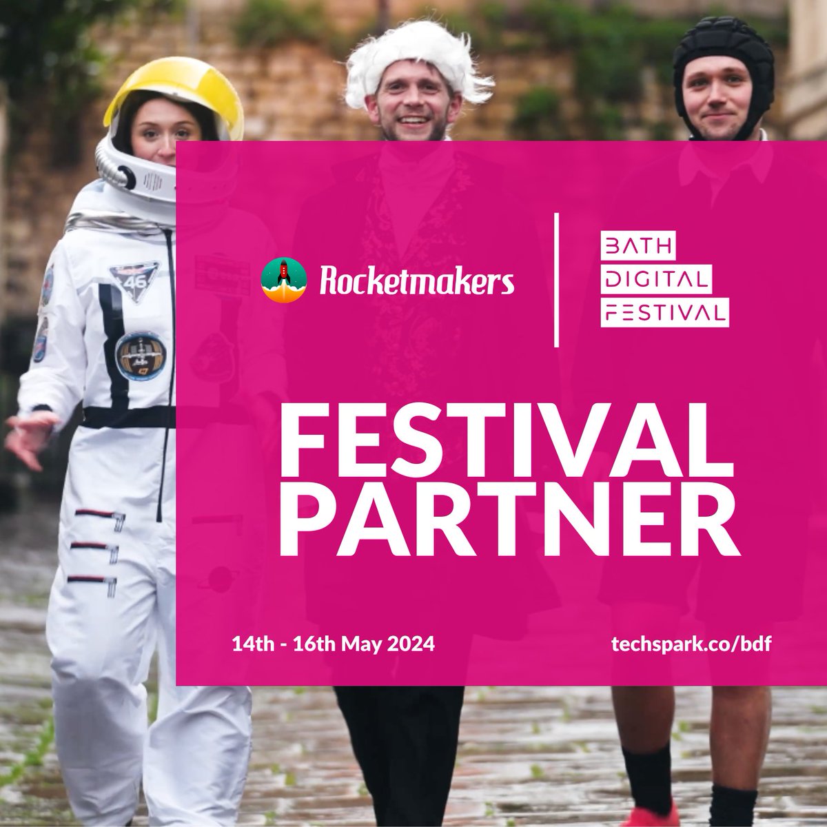 Big thank you to @rocketmakersfor for sponsoring this year's #BathDigitalFestival 🚀

Rocketmakers are a team of passionate experts who design, develop and deliver technology for start ups and corporations using the latest technology. We're so happy to have them involved 👏