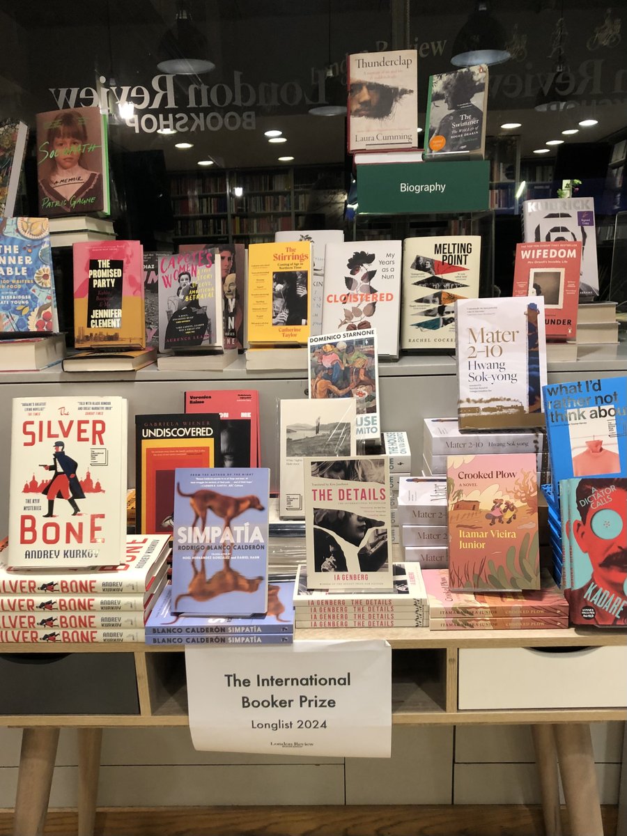 My incredible publishers have been shortlisted for the International Booker Prize with THE DETAILS by Ia Genberg – on display in the @LRBbookshop last night, ft. a MELTING POINT photobomb